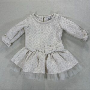 Rare Editions Baby Girls Long Sleeve Knit/Mesh Fit & Flare Dress Sz 3-6M